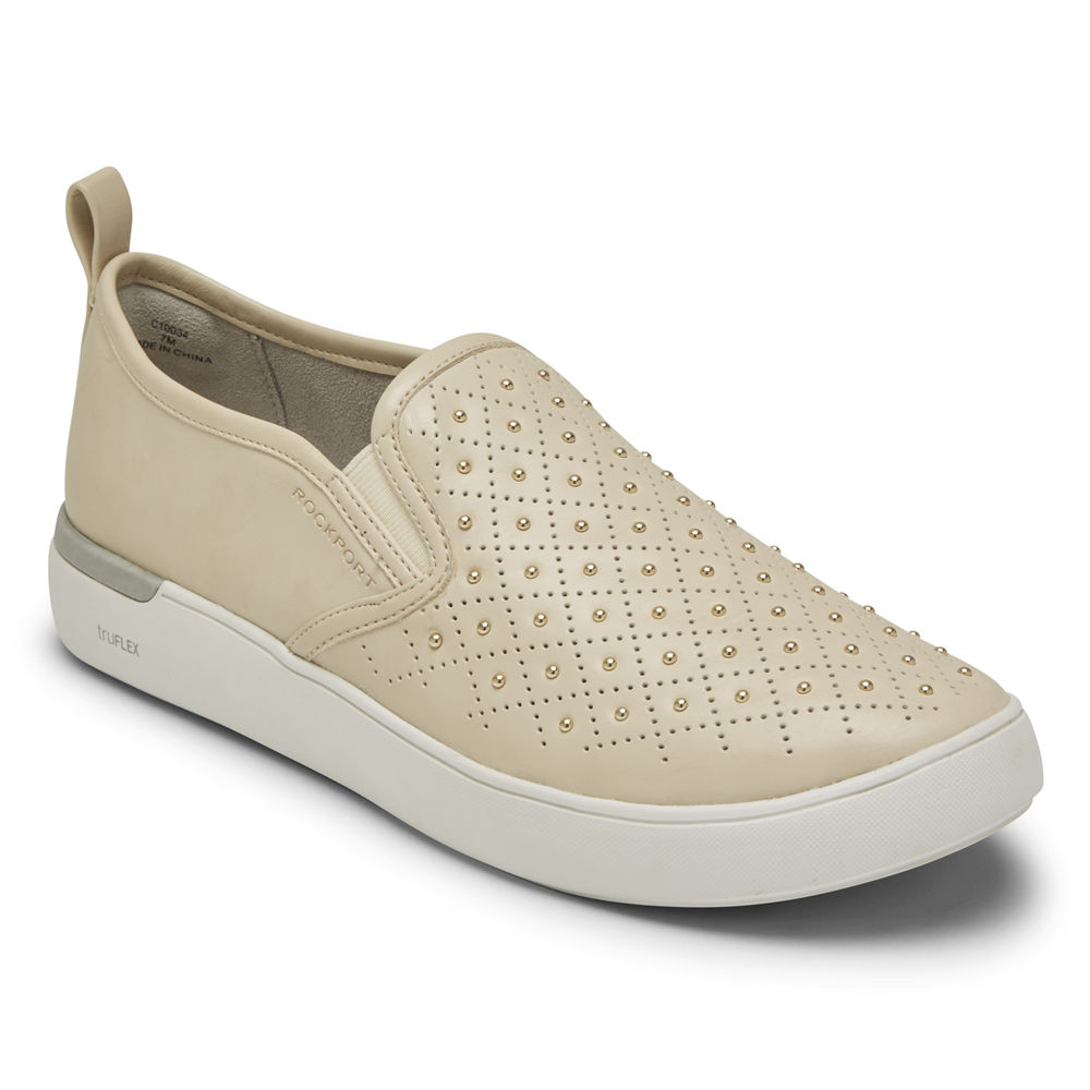 Slip-Ons Rockport Mujer Mexico - Truflex Parissa Studded Gore Beige - OIVJN1652